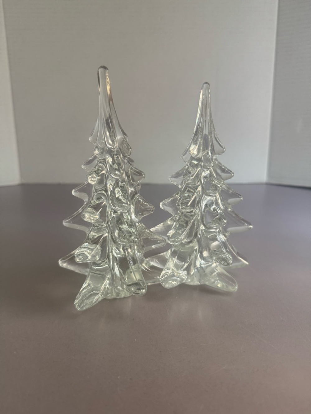 Crystal Clear Art Glass Christmas Tree- Set of 2